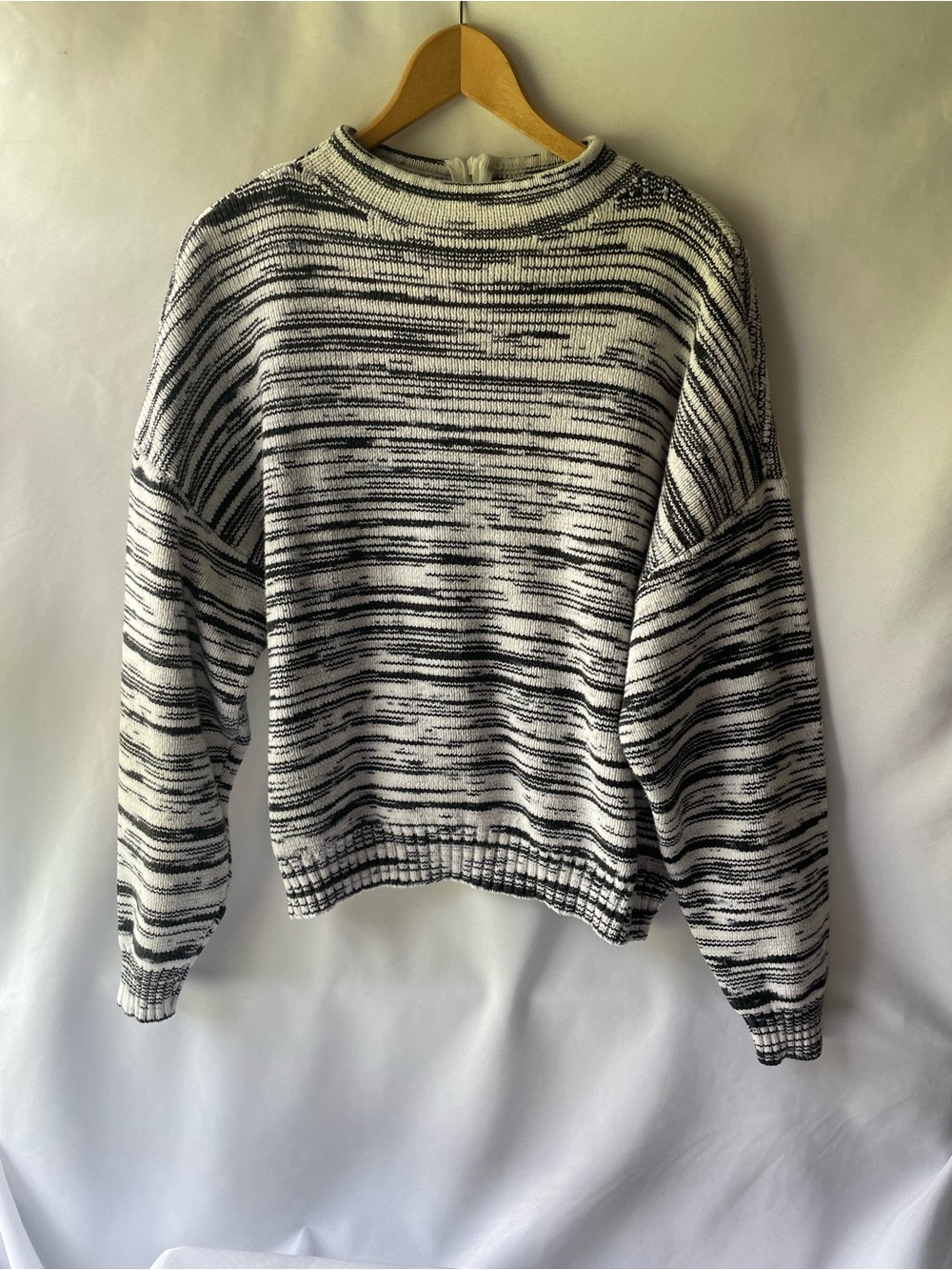 Nine West Women’s Black & White Marled Crewneck Sweater Sz L